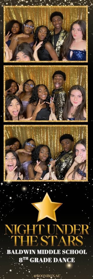Gold sequin backdrop photo booth strip prints with custom event typography